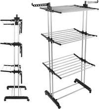 18M Clothes Drying Rack Airer, 3 Tiers Large Laundry Rack with Wheels