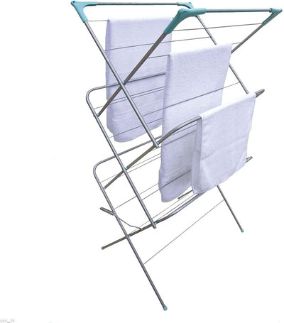 3 TIER FOLDING METAL 14M CLOTHES TOWEL AIRER DRYER DRYING RACK STAND